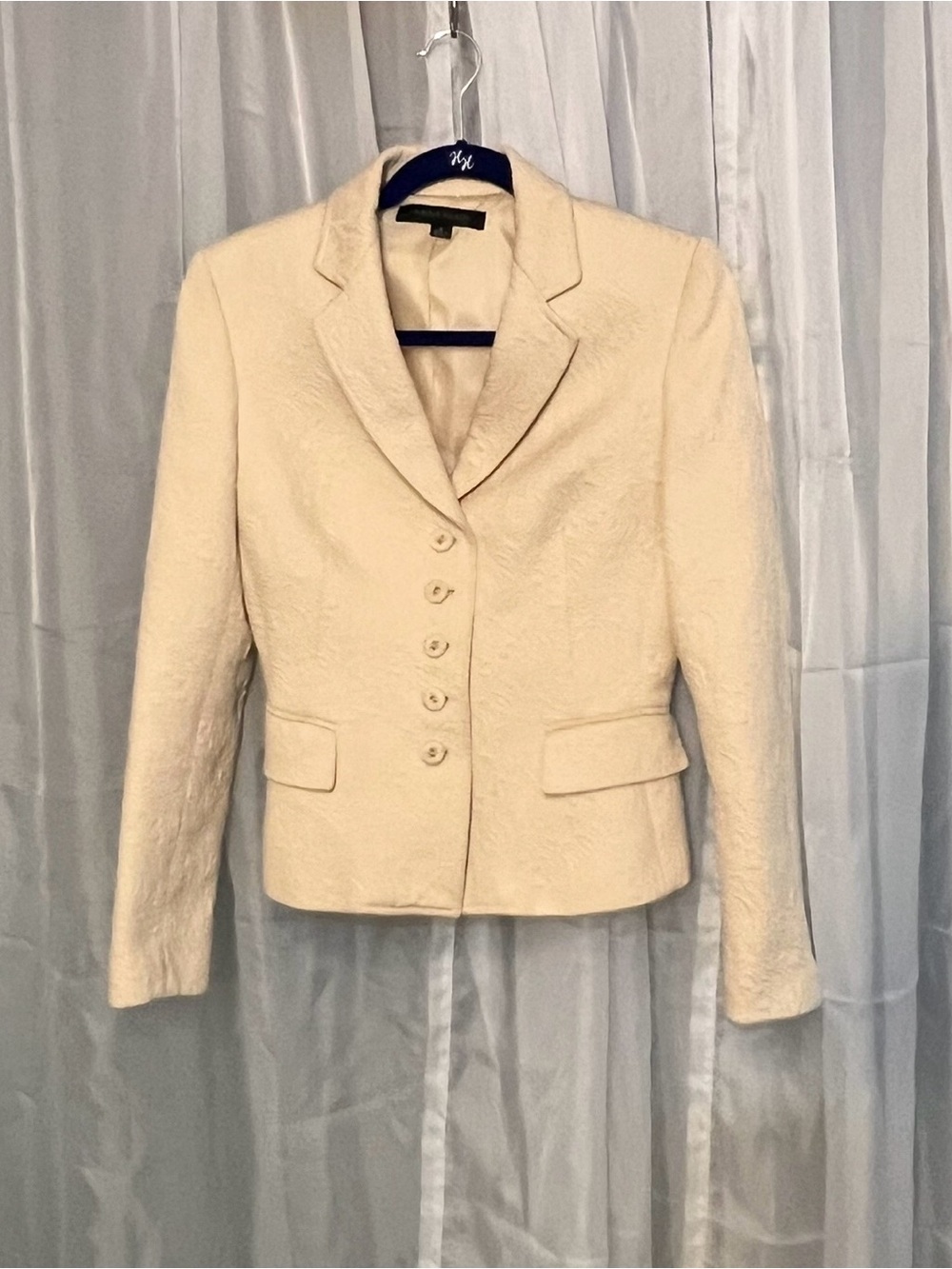 Anne Klein Cream Textured Notch Lapel Blazer - Picture 2 of 4
